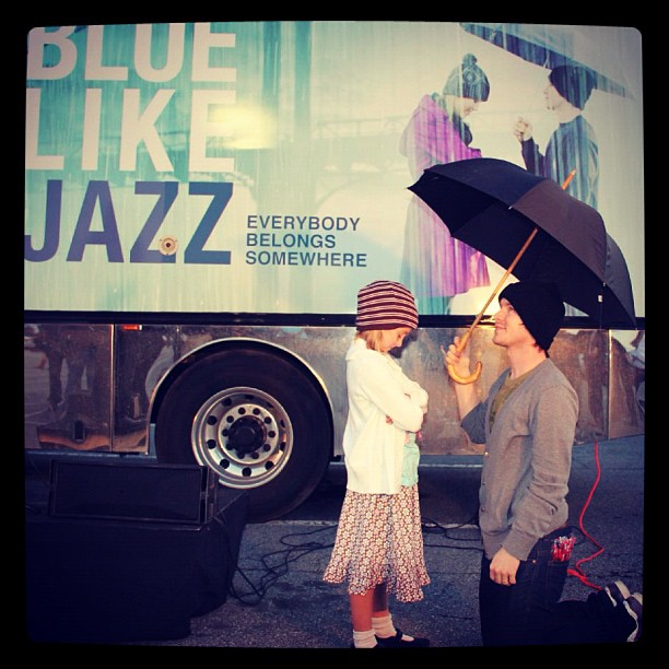 Marshall Allman re-creating the poster of 'Blue Like Jazz'